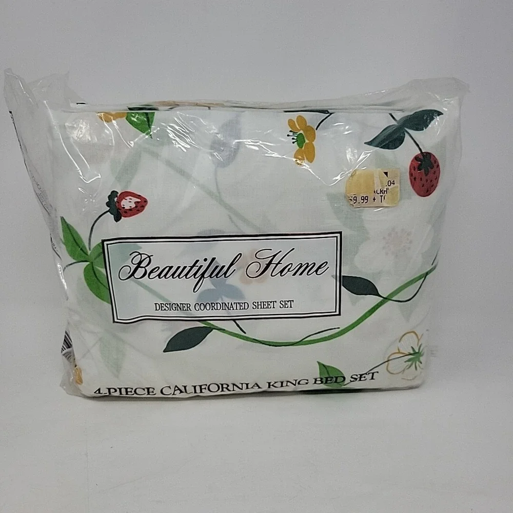 Beautiful Home Vintage California‎ King Floral Bed Set 4 Peice USA MCM